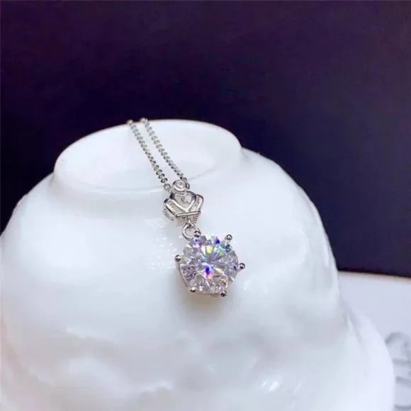 Certified 5ct. t.w. Moissanite Diamond Crown Necklace NEW - Picture 6 of 10